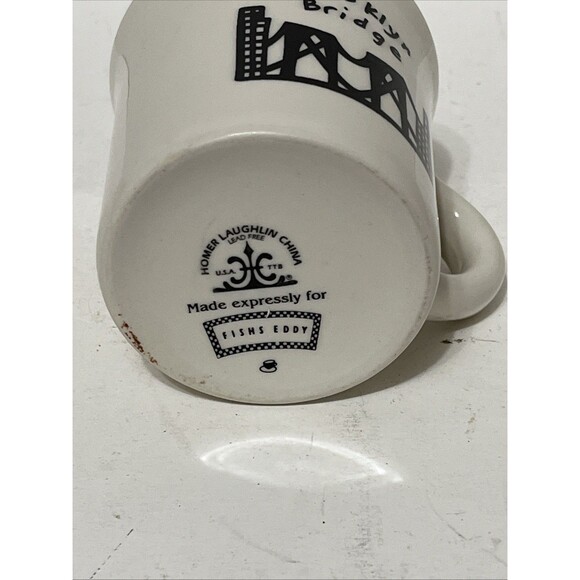 Rare HTF Homer Laughlin Fishs Eddy Brooklyn Bridge Diner Coffee Mug 10 Oz - Picture 6 of 6